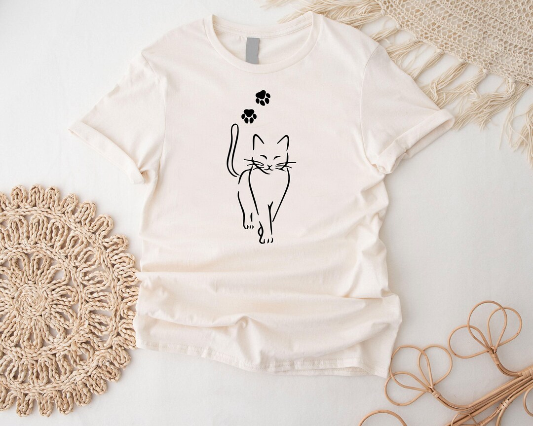 Cute Cat Graphic Tee With Paws, Cat Mom Shirt, Gifts for Cat Lovers ...