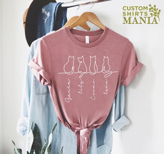 Custom Cat's Name Shirt,Cat Lover Shirt,Personalized Gift For Cat Dad Cat Mom,Customized Cat Name,Cats Owner Shirt,Cat Mom Gift,Cat Dad Gift