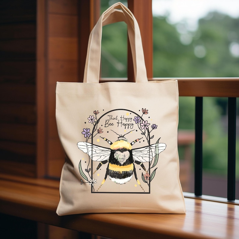 a bag with a picture of a bee on it