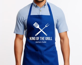 King of the Grill Apron,Custom Name Apron,Personalized Apron For Men,Name Apron,Gifts For Dad Husband,Griller Apron,Fathers Day Gift for Dad