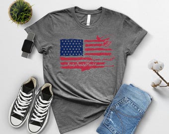 Hunting and Fishing Flag Shirt,American Flag Shirt,Hunting Tee,Fishing Shirt,Hunting Lover Gift,USA Fishing T-Shirt,Hunter And Fisher Gifts