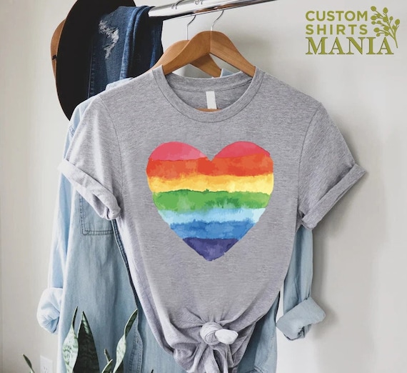 Watercolor Rainbow LGBTQ Heart Tshirt, Pride Gift For Ally, Be Kind Shirt, LGBTQ Ally Shirt,Pride Heart Shirt,Womens Heart Shirt,Pride Shirt