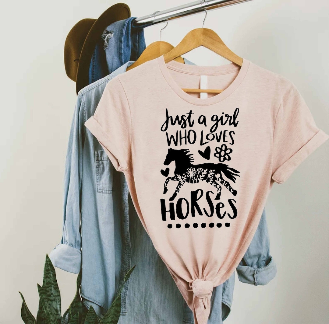 Just a Girl Who Loves Horses Shirt, Girls Horse Shirt, Horse Lover Gift