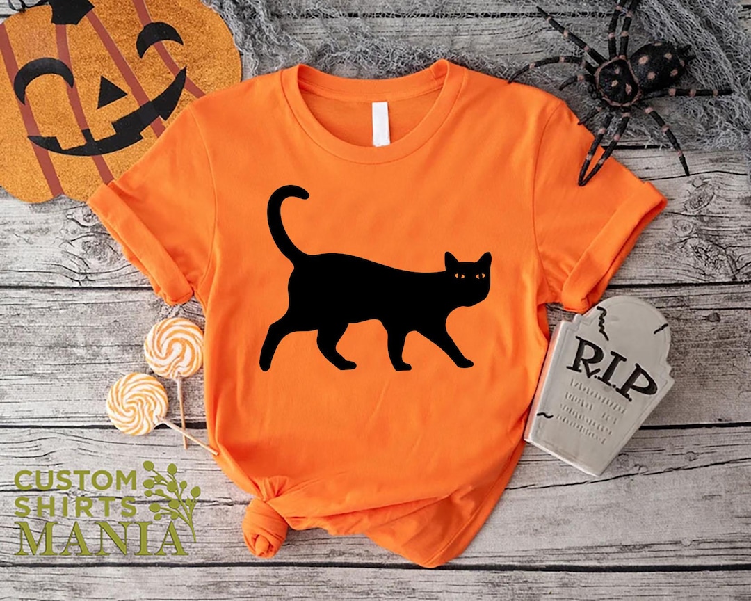 Cute Black Cat Halloween Shirt, Black Cat Shirt, Spooky Cat Shirt
