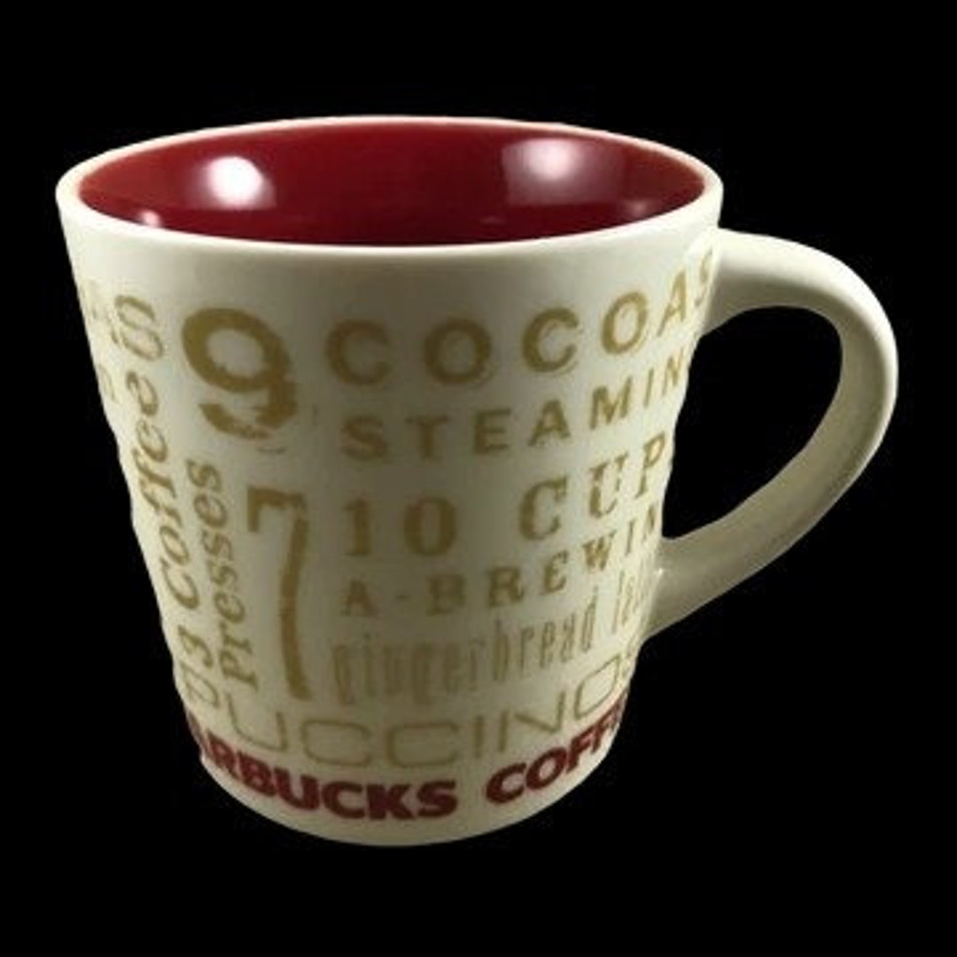 2008 Starbucks 12 Days of Christmas Gold Words Mug Starbucks Etsy
