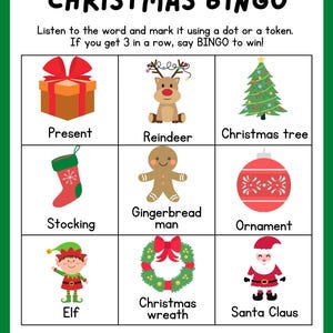 Kids Christmas Bingo Printable | Preschool & Kindergarten Game ...
