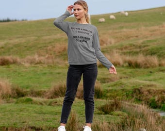 You Are A Miracle - zwarte tekst - duurzaam biologisch katoenen T-shirt met lange mouwen voor dames
