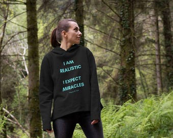 I Am Realistic - Turquoise Text Only - Sustainable Organic Cotton Women’s Relaxed Fit Hoodie