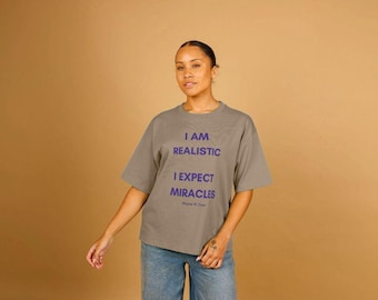 I Am Realistic - Violet Text Only - Sustainable Organic Cotton Women’s Everyday Oversized T-shirt