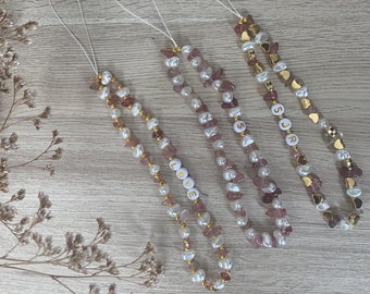 Personalised Crystal Phone Charm | Gem stone phone strap | Y2K | Healing crystals phone chain | Name phone chain | Beaded phone charm