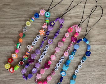 Personalised Phone Charm | Mobile strap | Beaded phone chain | Y2K | Name phone strap | Phone chain | Birthday gift| Personalised