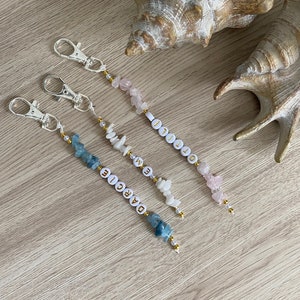 Personalised Crystal Keychain | Bag charm | Birthday gift | customised gem stones | Beaded charm | Name key charm | Book bag charm