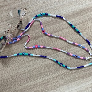 Gepersonaliseerde brilketting | Zonnebrilketting met kralen | Y2K | Naam brilbandje | Boze oog | Verjaardagscadeau| Gepersonaliseerd | Accessoire met kralen