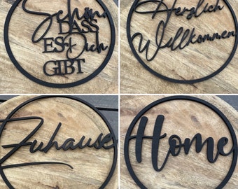 Hoop, Holzring , individueller Ring aus Holz farbig lackiert, personalisiert,  Text nach Wunsch, Türschild, Willkommen, Hochzeit