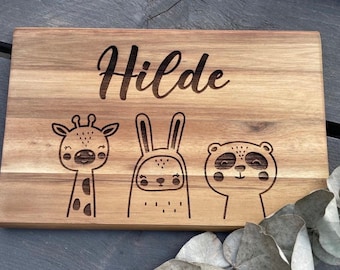 Board with engraving, breakfast board, gift, birth, communion, birthday