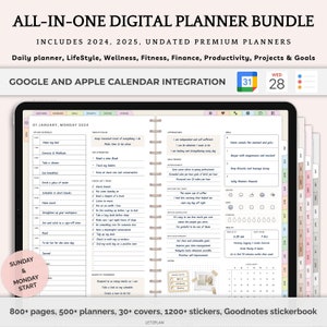 Digital Planner | GoodNotes, iPad, Notability | Daily, Weekly, Monthly | 2024-2025 + Undated | Digital Planner 2024 2025 & Undated, iPad2024