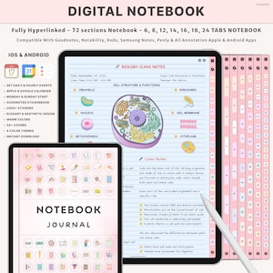 Minimalist Digital Notebook for iPad | GoodNotes, Notability, Student Notebook, Note Taking Templates, Tabs, Grid, Cornell, Dotted
