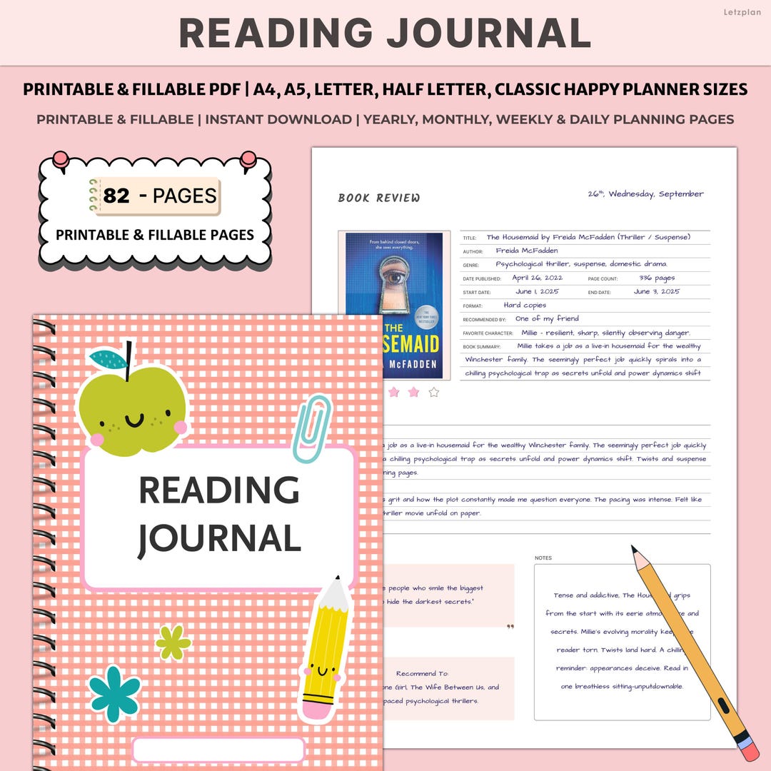 Printable Reading Journal | Book Tracker Planner | Reading Log Book ...
