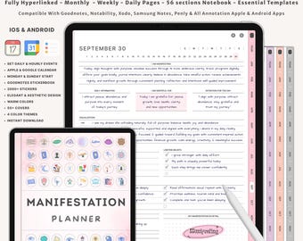 Digital Manifestation Planner GoodNotes | Law of Attraction Vision Board Shadow Work Affirmation Gratitude Journal Mindfulness
