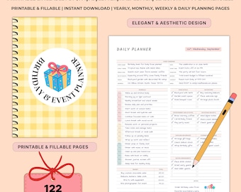 Printable Event Planner Bundle | Undated Birthday Party Planning Checklist | Event Organizer & Guest List Tracker A4 A5 Letter | FillablePDF
