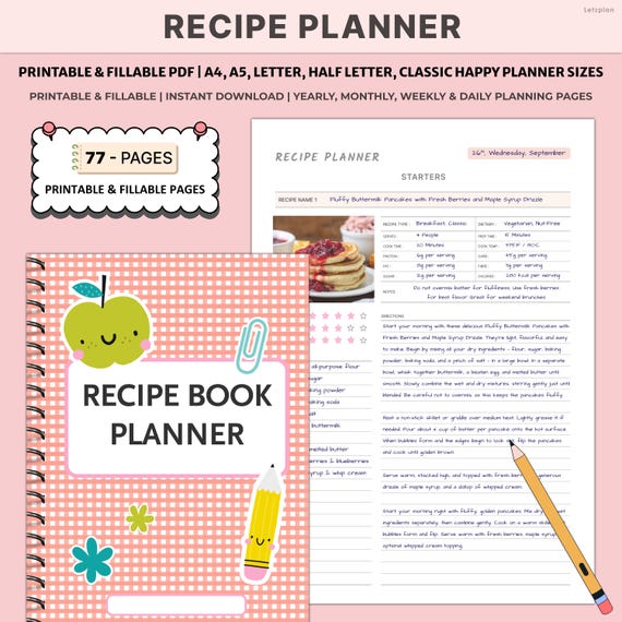 recipe card binder pages Whether you use our recipe binder to organize your PPP menu plans or your family favorites Pink Floral Recipe Binder Pages