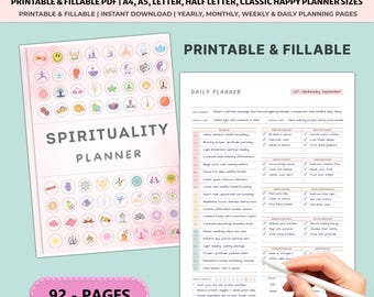 Spirituality Planner Printable | Manifestation Tarot Chakra Journal | Meditation Gratitude Awakening A4 A5 Bundle
