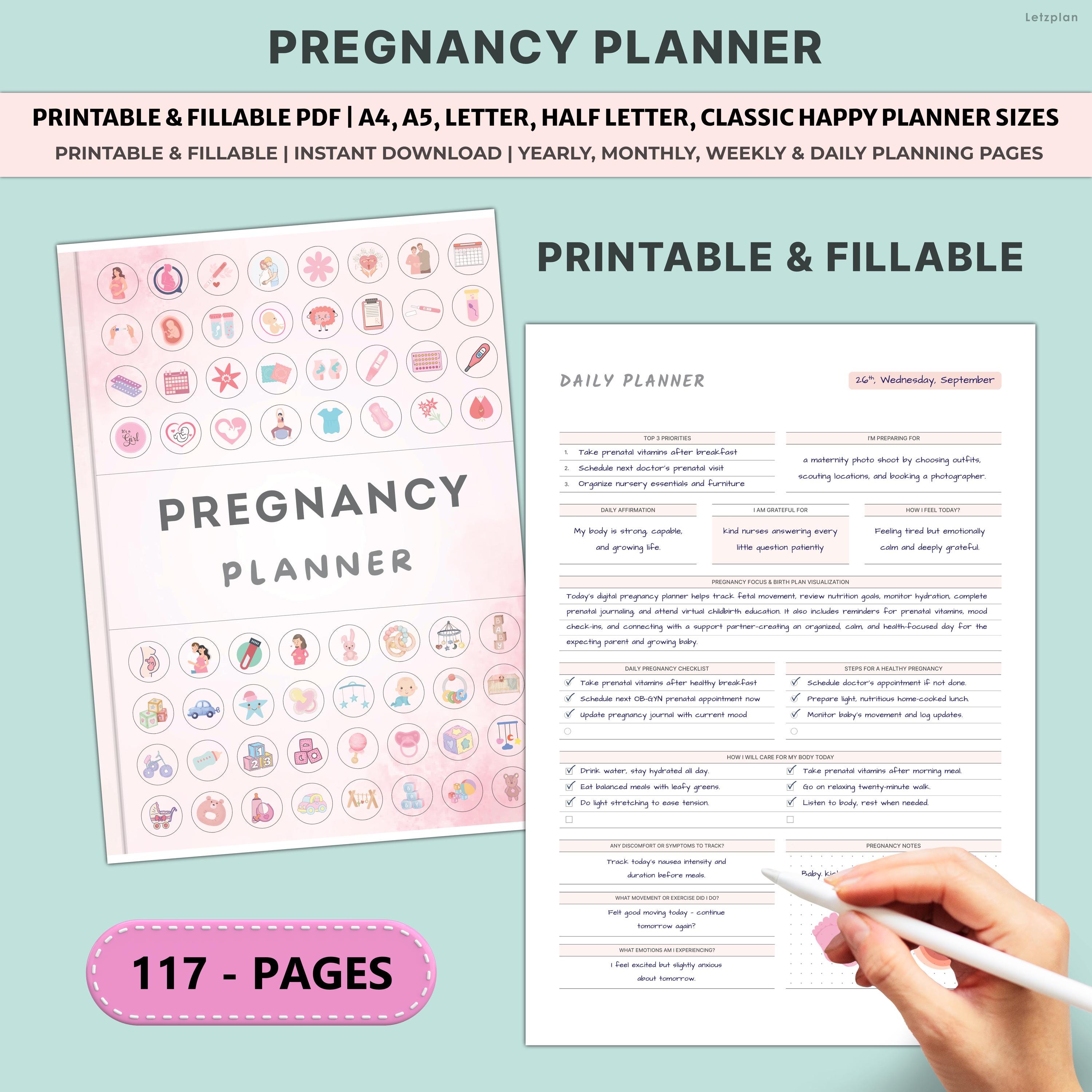 Pregnancy Planner Printable | Journal Trimester Tracker Birth Plan ...