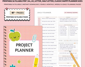 Printable Project Planner | Task Timeline Tracker | Goal Planning Work Productivity Pages