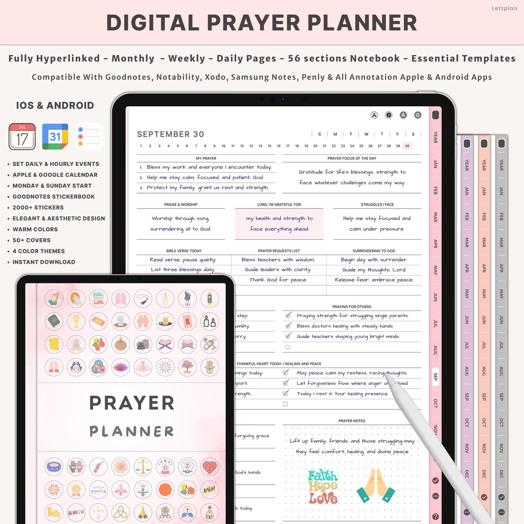 Digital Prayer Planner for Goodnotes iPad | Christian Journal Bible ...