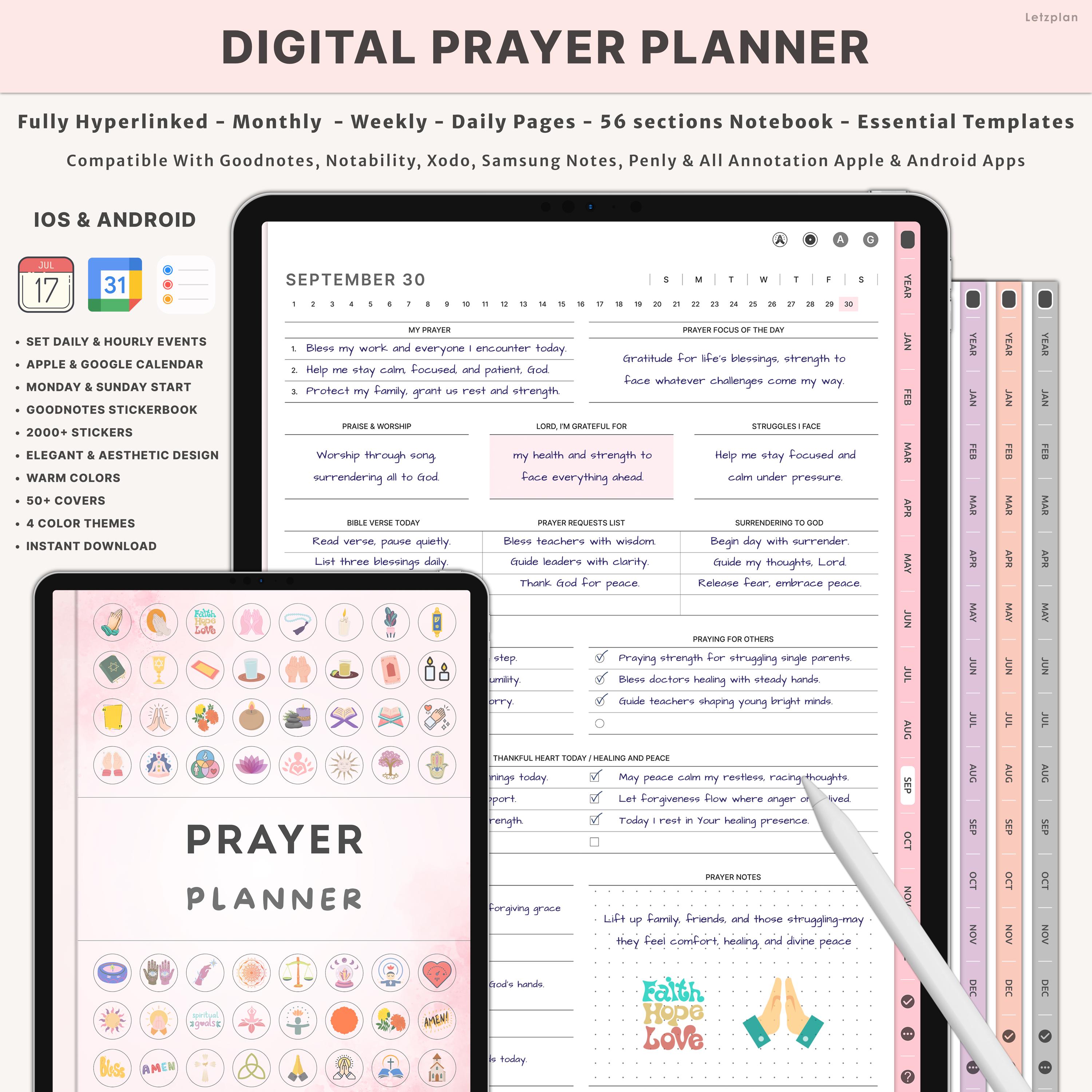 Digital Prayer Planner for Goodnotes iPad | Christian Journal Bible ...