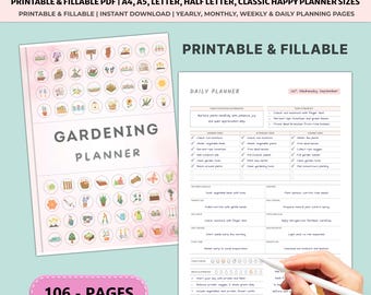 Planner da giardino stampabile / Diario di semina / Registro del raccolto / Programma di cura A4 A5 Bundle