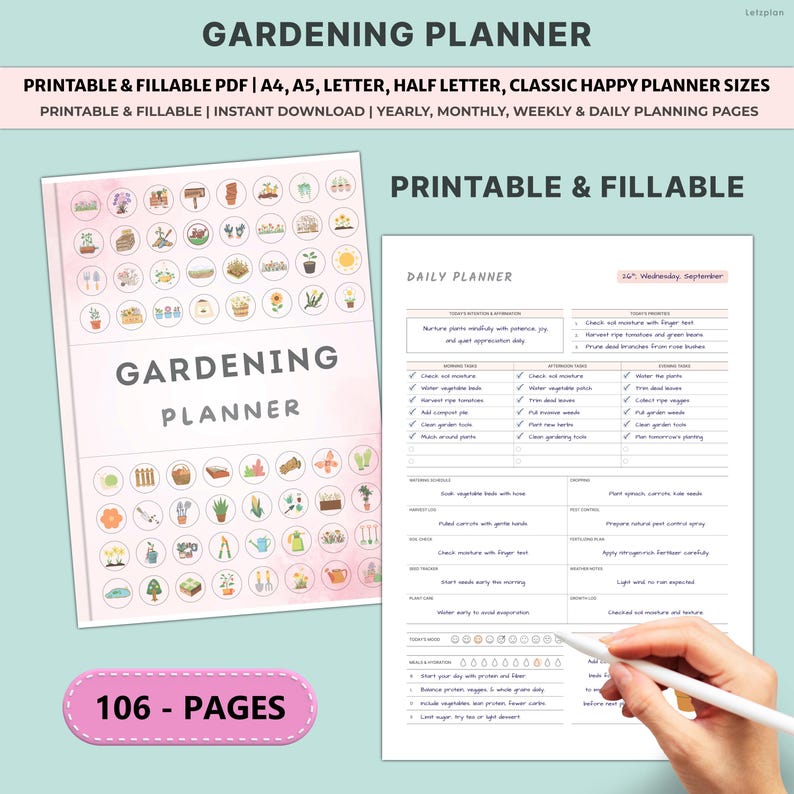 Garden Planner Printable | Planting Sowing Tracker Journal | Harvest ...