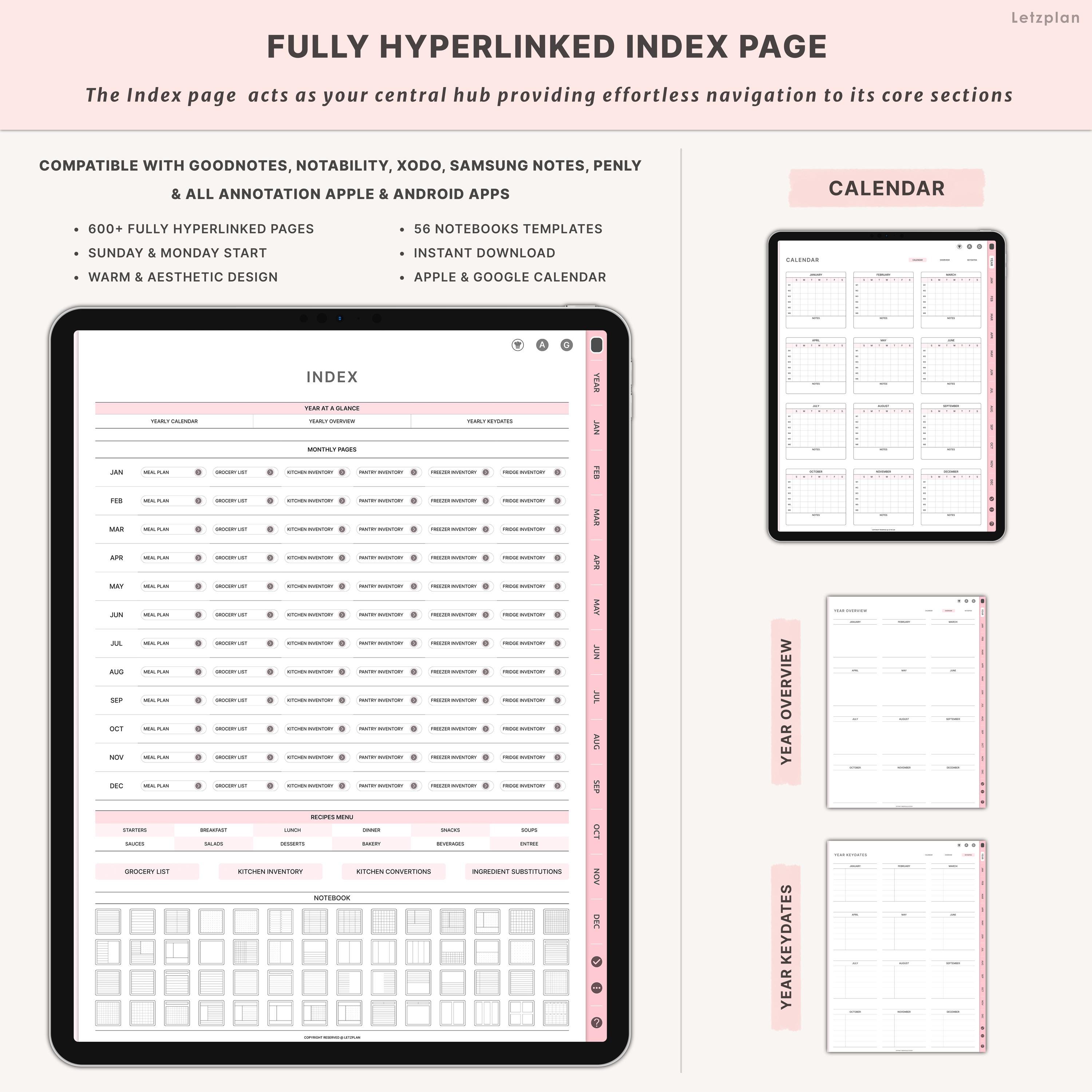 Digital Meal Planner iPad Goodnotes Template | Weekly Meal Plan Grocery ...