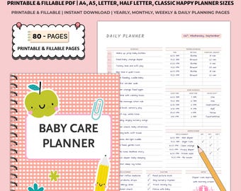 Printable Newborn Baby Care Planner | Feeding Sleep Diaper Logs | Daily Baby Tracker Organizer