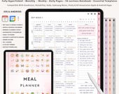 Digital Meal Planner iPad GoodNotes Template | Weekly Meal Plan Grocery List | Meal Prep Tracker | Kitchen Inventory Recipe Book