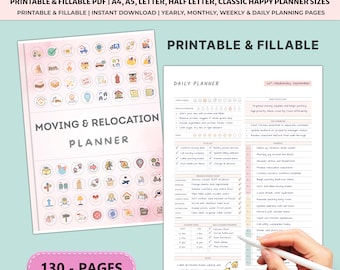 Moving Planner Printable | Relocation Checklist Packing Timeline | Budget Labels New Home Organizer A4 A5 Bundle