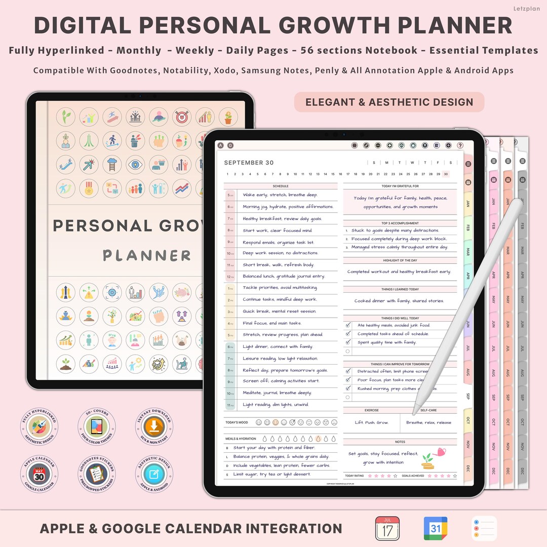 Digital Self Development Planner for Personal Growth | Vision Board ...