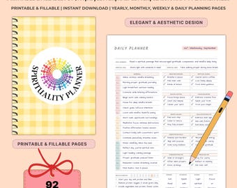 Printable Spirituality Planner Bundle | Undated Manifestation Journal & Shadow Work | Higher Self | Meditation Log A4 A5 Letter | Fillable