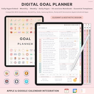 Digital Goal Planner Goodnotes Template Productivity Planner SMART Goal Setting Habit Tracker iPad Journal Vision Board Project Organizer