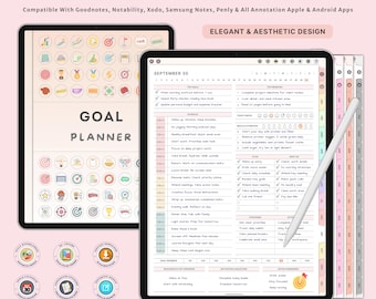 Digital Goal Planner Goodnotes Template Productivity Planner SMART Goal Setting Habit Tracker iPad Journal Vision Board Project Organizer