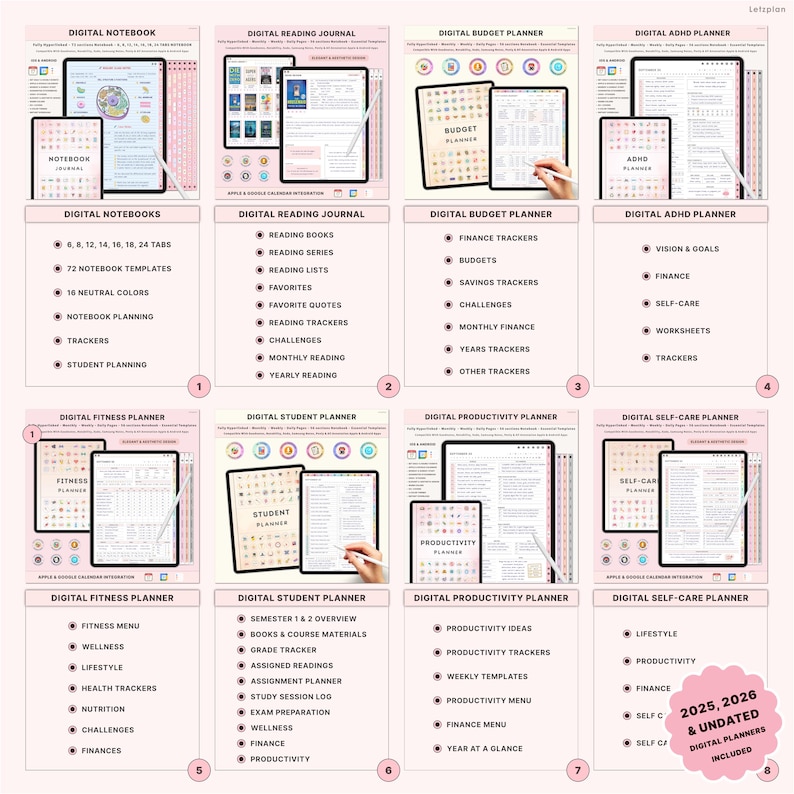 Digital Planner Whole Shop Bundle iPad Android Journal Notebook ...