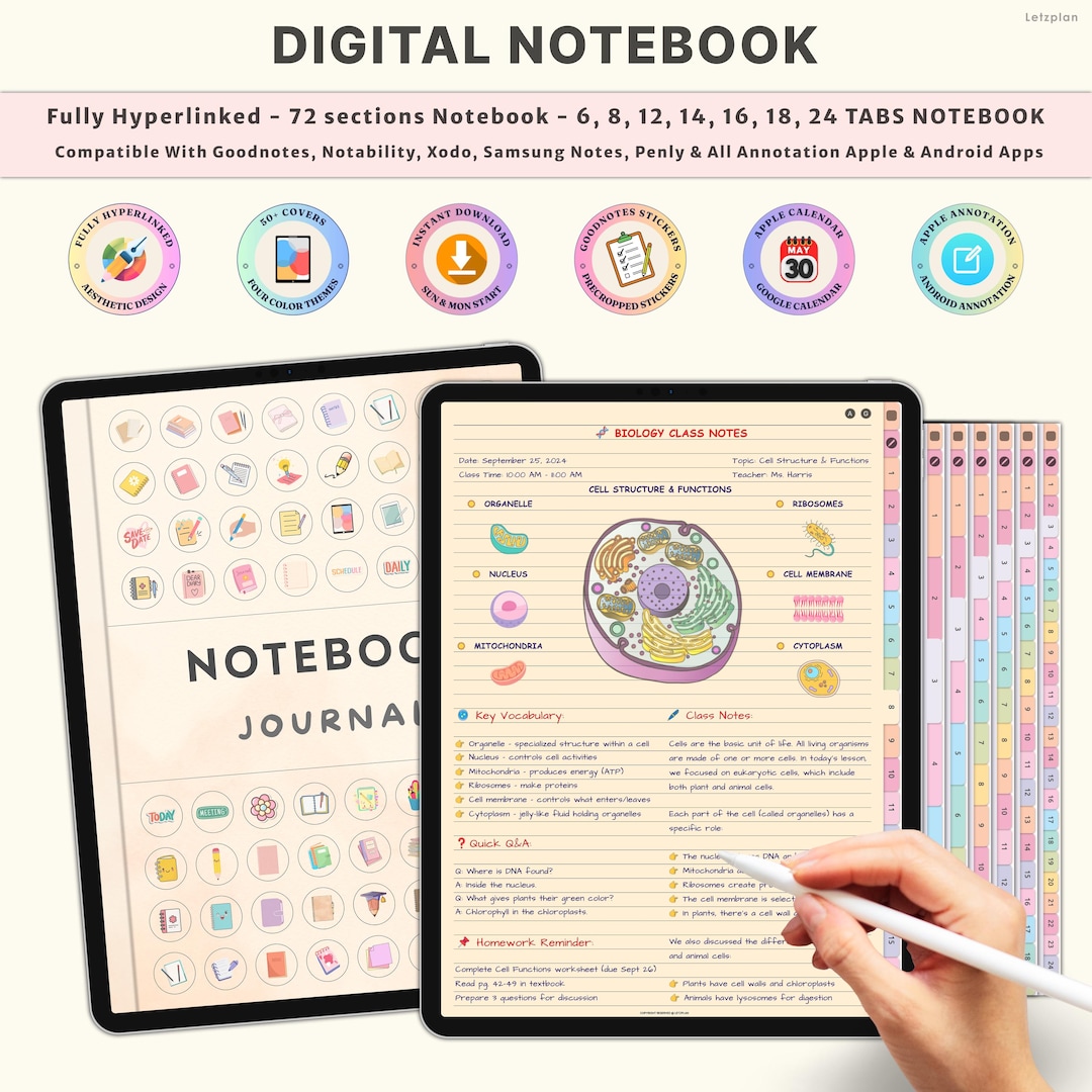 Digital Notebook Bundle Planner | Goodnotes, Notability, iPad | 12 ...
