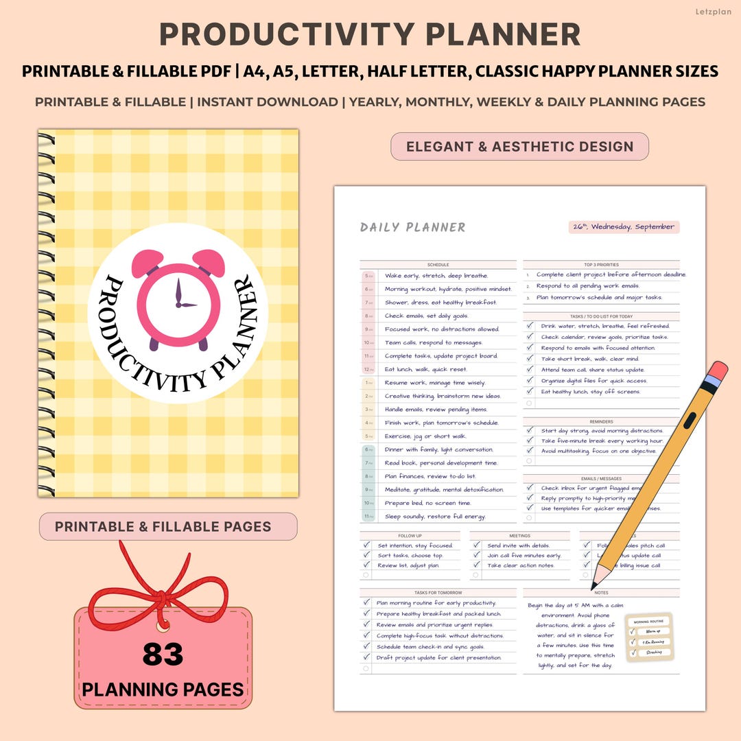 Printable Productivity Planner Bundle | Undated Time Management & Life ...