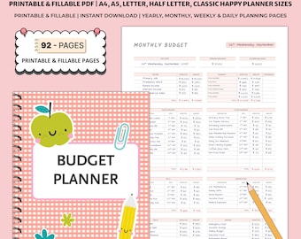 Printable Budget Planner | Monthly Weekly Finance Tracker | Bill Expense Savings Debt Pages | Personal Money Planner