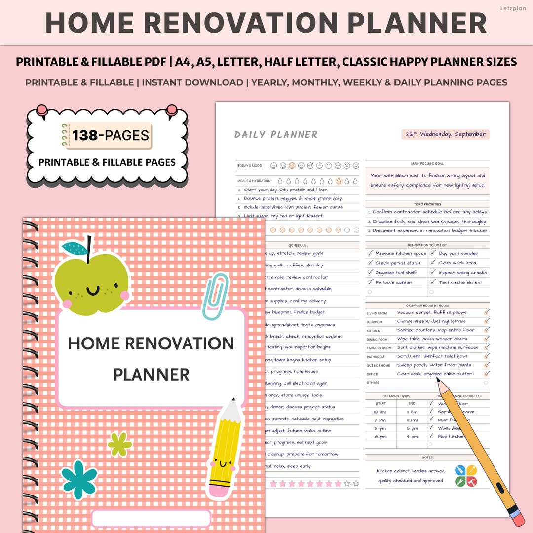 Printable Home Renovation Planner | Remodel Checklist Budget | DIY Room ...