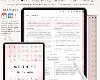 Digital hälsoplanerare | Självvårdsdagbok | Mindfulnessdagbok | Träningsspårare | Måltidsplanerare | Mental hälsa | GoodNotes