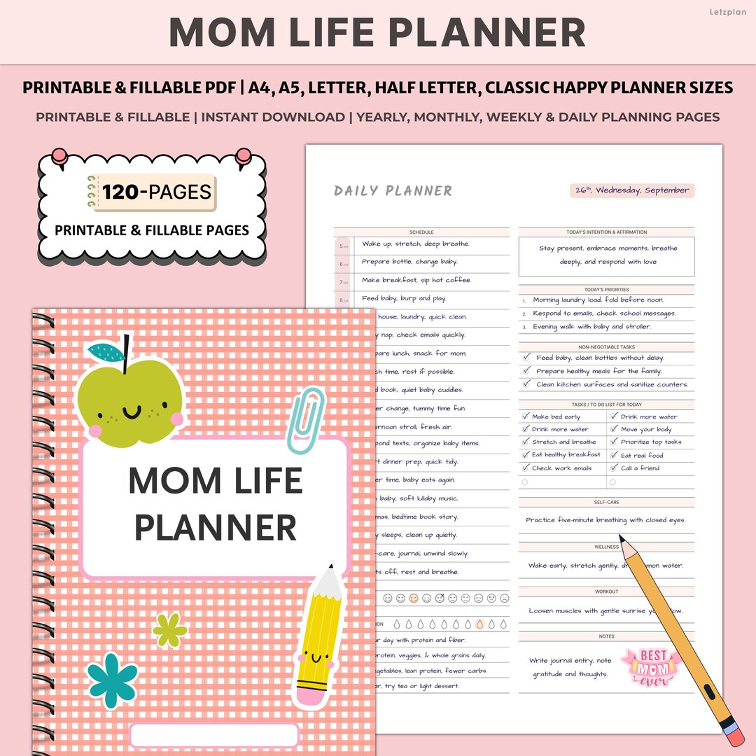 Printable Mom Life Planner | Busy Mom Organizer | Family Schedule Home ...