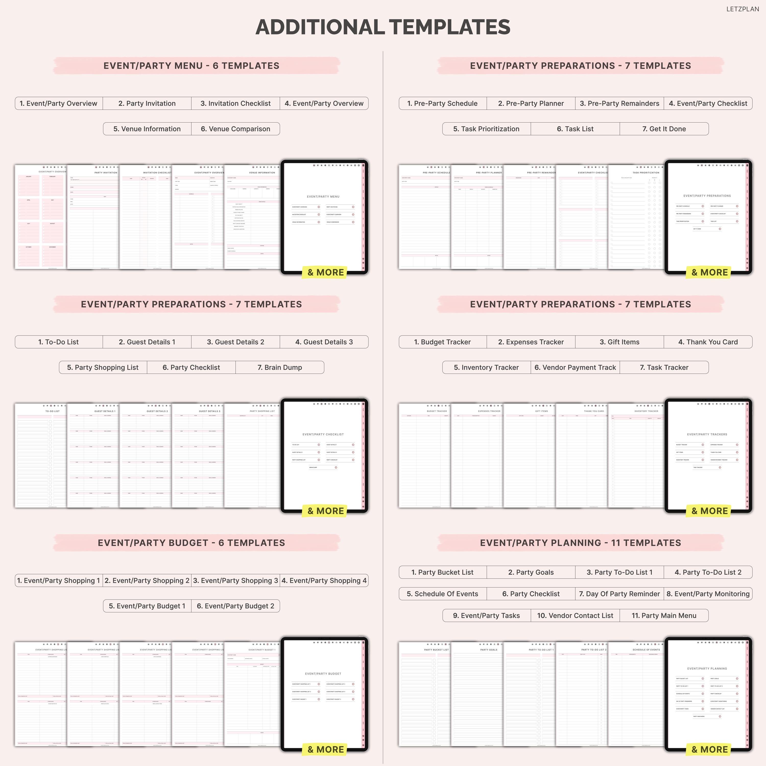 Digital Party Planner Bundle Event Organizer Template Birthday Planning ...
