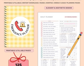 Afdrukbare noodmapbundel | Niet-gedateerde planner voor einde levensduur en wat als map | Gezinsoverlevingspakket | Medisch logboek, A4-brief | Invulbare pdf