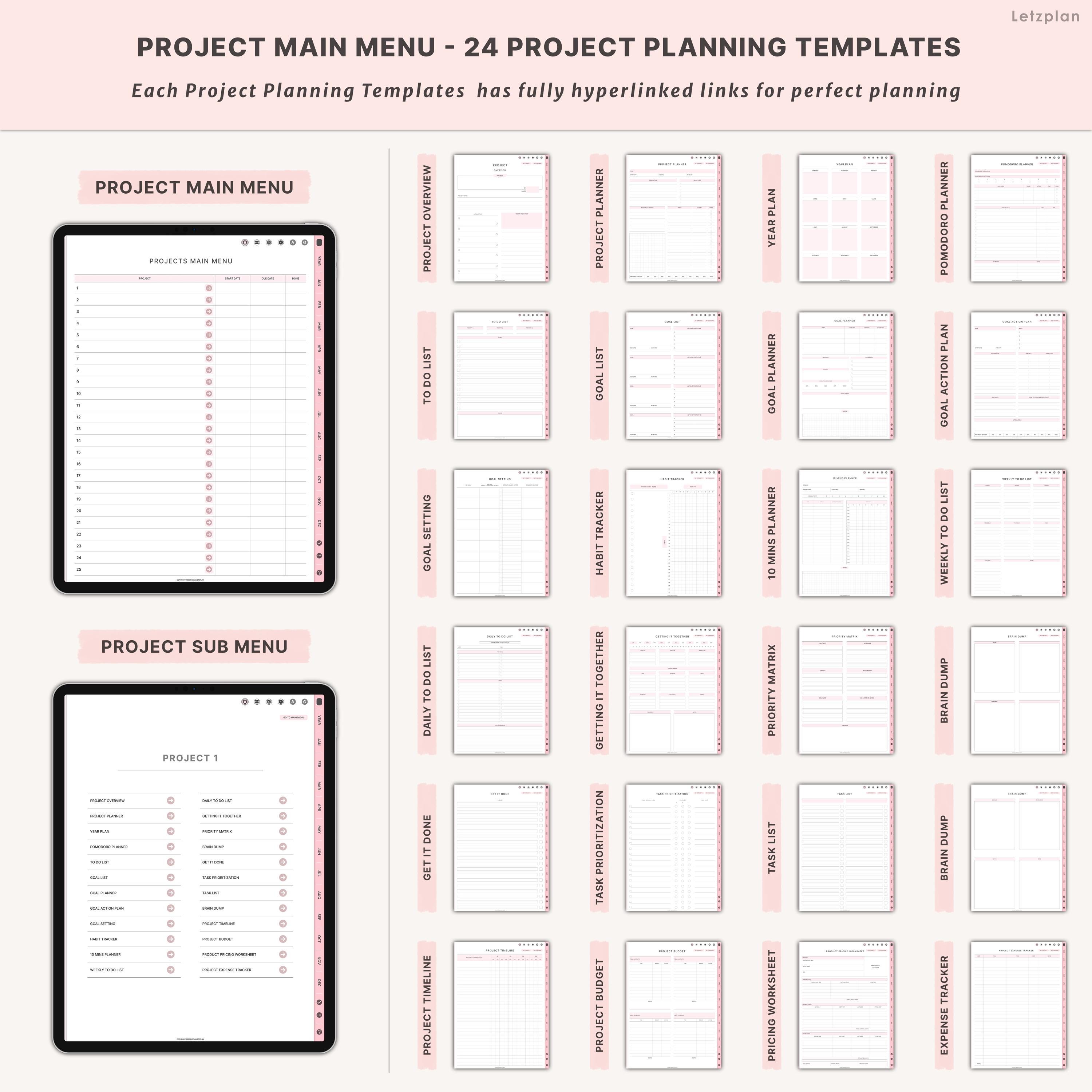 Digital Project Planner for iPad Goodnotes Notability Project Tracker ...